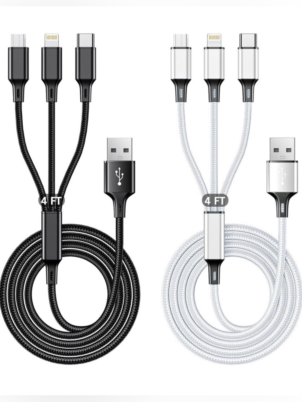 Universal 3-in-1 Charging Cable USB to Lightning/USB-C/Micro USB